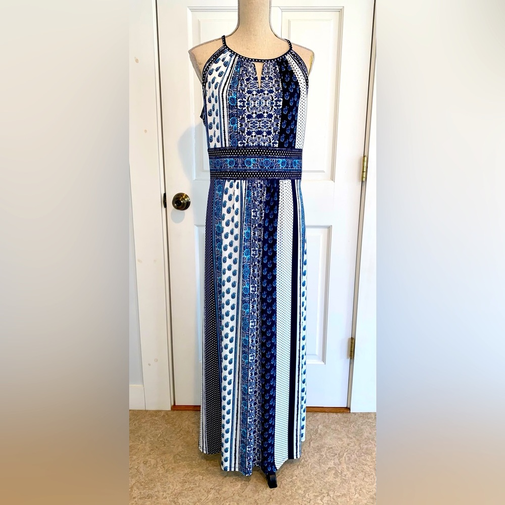 London Style Sleeveless Maxi Dress, Size 14